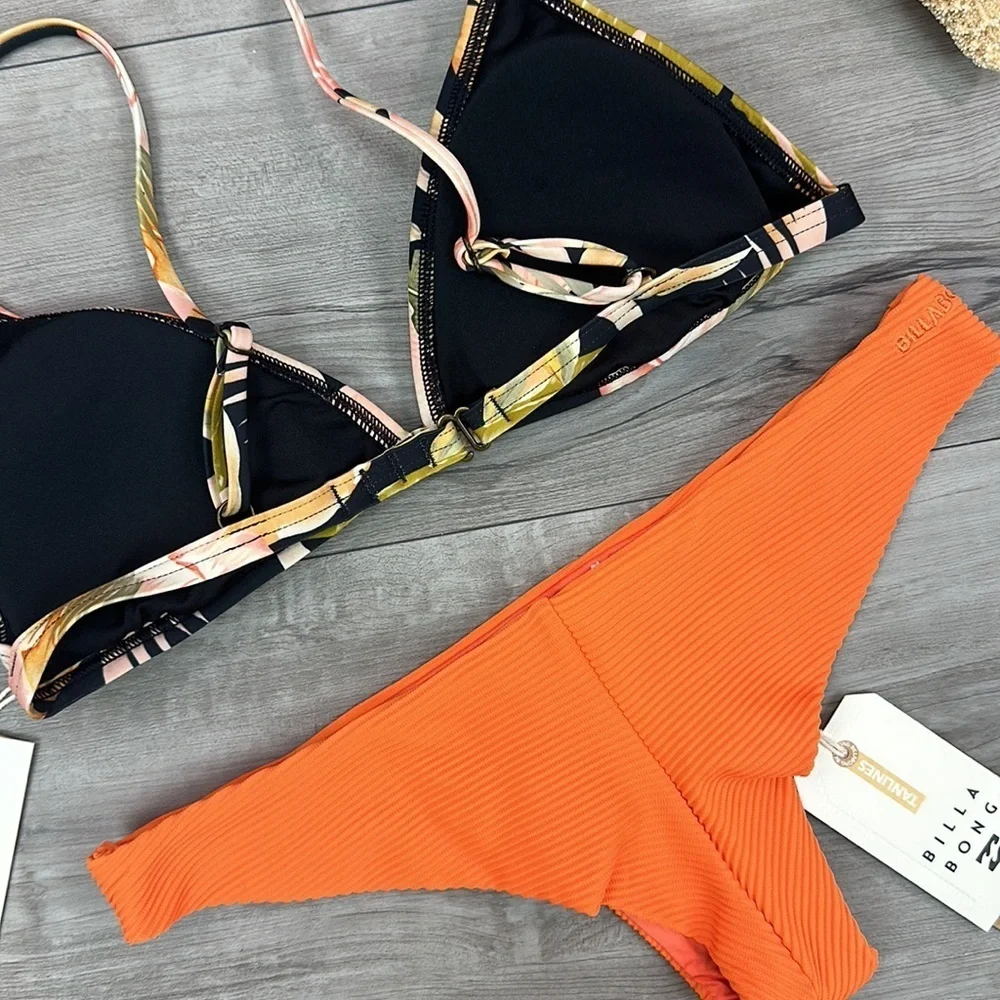 ☀️BILLABONG☀️ WAVE TRIBE CECI TRI TANLINES TANGA BIKINI SET